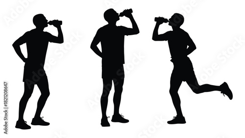 Hydration silhouettes for athletes isolated on white background, Vector