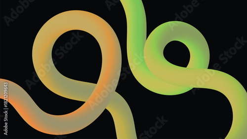 Stunning 3D abstract art with vibrant gradient tubes on black background, perfect for modern design projects or creative presentations, eye catching visuals