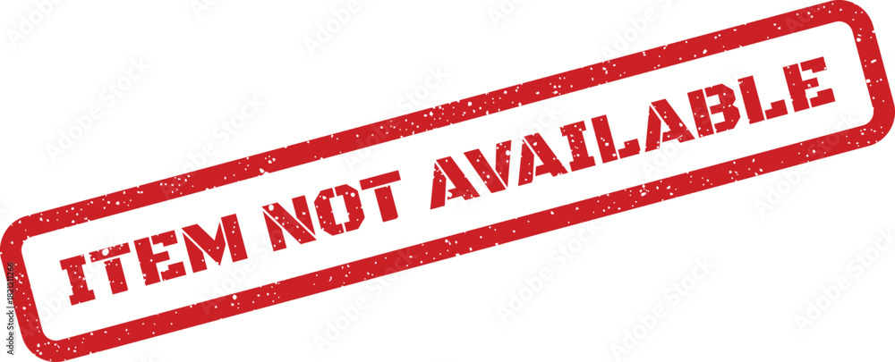 Foto Rectangular textured red stamp showing item not available, indicating a current