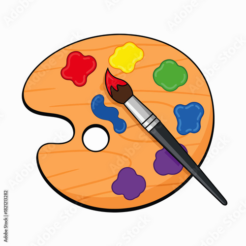 A colorful artist's palette with a brush ready for painting and creativity
