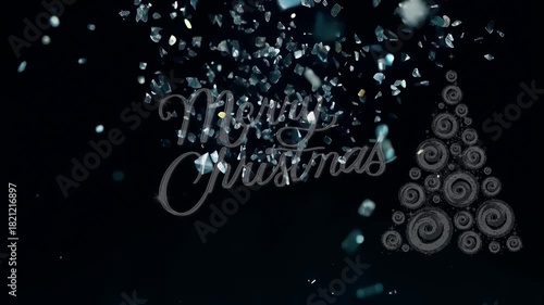 Merry Christmas Text Animation with Gold Particles on Black Background, 4K Animated Golden Text Effect with Particles and Transparency.