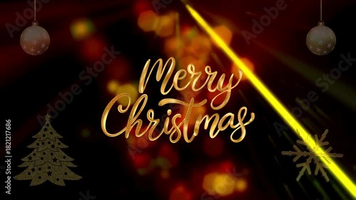 Merry Christmas Text Animation with Gold Particles on Black Background, 4K Animated Golden Text Effect with Particles and Transparency.