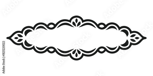 Ornamental frame design in black color vector illustration; suitable to use as decoration, background, or logo; elegant floral decorative border