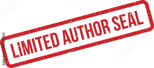 Red grunge rubber stamp with LIMITED AUTHOR SEAL text, certifying exclusive endorsement from the original creator