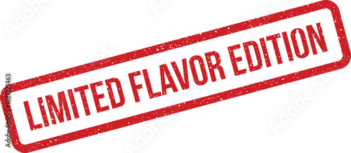 Red rectangular distressed rubber stamp effect graphic showing Limited Flavor Edition for products
