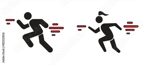 Running man and woman icon, People symbol. Vector illustration.