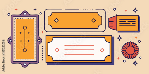 Vector illustration of festive sale banners and price tags for shopping during the Holiday season with space for text and discounts