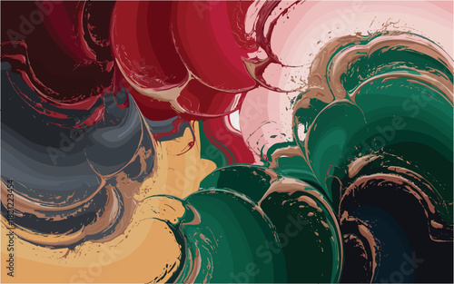 Circular abstract design with brush strokes effect in blended artistic tones
