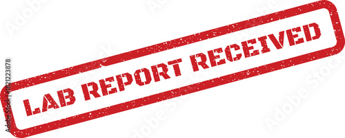 Red textured rectangular stamp confirms a laboratory report has been successfully delivered and accepted
