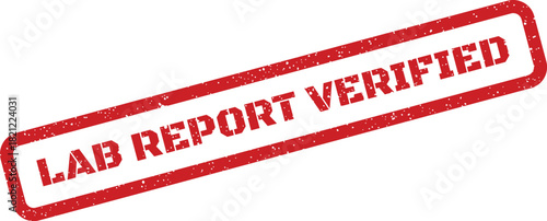 Red textured rectangular stamp officially confirms a laboratory report has been thoroughly reviewed and validated