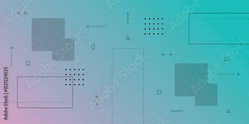 Dynamic Abstract Background with Memphis Retro Hipster Element and Light Blue Gradient Color