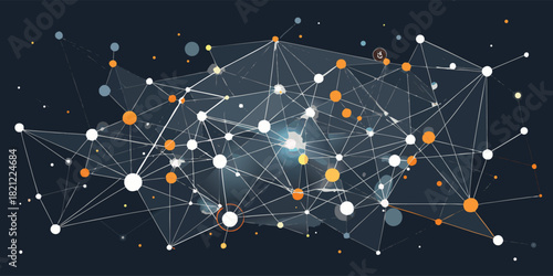 Abstract vector network connection shows data transmission and global communications