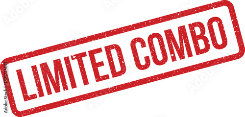 Rustic textured rubber stamp graphic presenting the phrase limited combo for a special bundle promotion