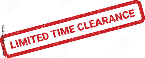 Textured rectangular rubber stamp graphic featuring the prominent Limited Time Clearance message for sales events