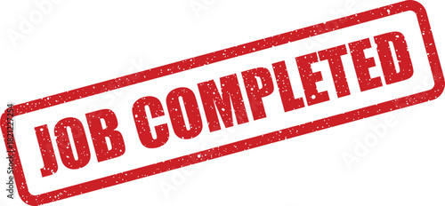 Textured rectangular stamp featuring the clear message JOB COMPLETED indicating successful task fulfillment