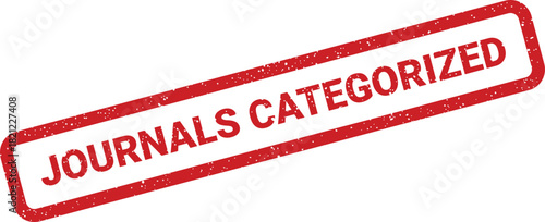 Textured rectangular stamp featuring the phrase JOURNALS CATEGORIZED for organizing academic publications effectively