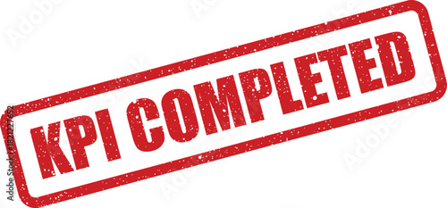 Textured rectangular stamp indicating a key performance indicator has been fully completed and finalized