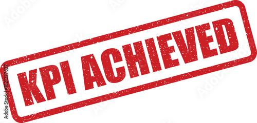 Textured rectangular stamp signifying a key performance indicator successfully achieved within a business objective