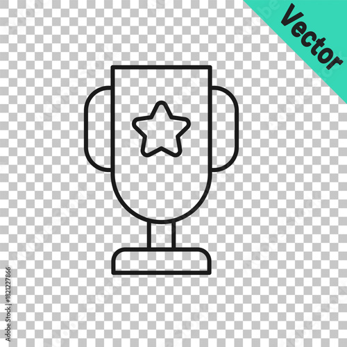 Black line Casino poker trophy cup icon isolated on transparent background. Vector