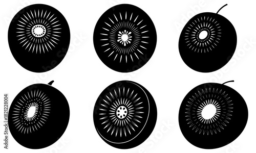 Fresh kiwi fruit slices offering a healthy snack concept, ideal for a vibrant lifestyle or use in creative cooking projects, originally a scalable vector graphic