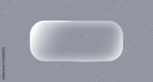 Liquid glass button mockup isolated on transparent background. 3d light frame with glow edge, glass banner for mobile and web app, tech board frame in futuristic style, vector illustration