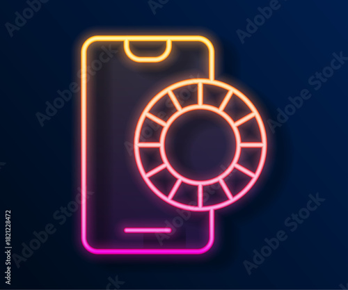 Glowing neon line Online sports betting icon isolated on black background. Sport bet bookmaker. Betting online make money. Vector