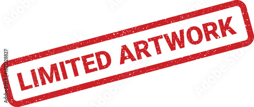 Textured red rubber stamp displaying LIMITED ARTWORK text, suitable for denoting exclusivity and rarity in creative pieces