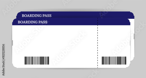 Airplane ticket set with barcode. Boarding pass ticket template. Airline boarding pass template. Vector illustration