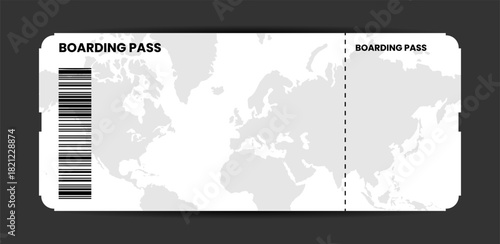 Airline boarding pass ticket template. Airplane ticket. Air ticket icon. Vector illustration isolated