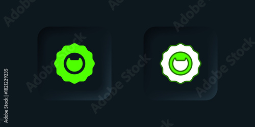Green Bottle opener icon isolated on black background. Black square button. Vector