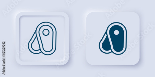 Filled and outline Steak meat icon isolated on grey background. Square button. Vector