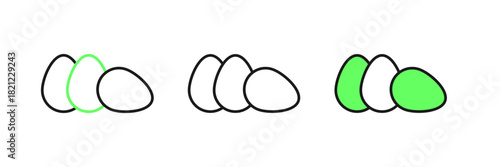 Set line Chicken egg icon isolated on white background. Vector