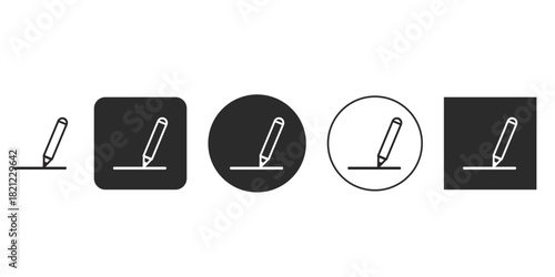 Pencil writing icon set for UI design and app buttons | minimalist black and white vector glyph symbols | essential edit or draw tool graphics | sign up or registration page elements