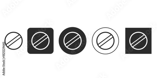 Vector icon set for prohibition or block symbol in UI/UX design | Crossed out circle sign for restricted access or stop action interface
