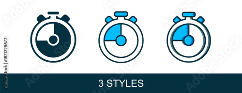 Filled outline Stopwatch icon isolated on white background. Time timer sign. Chronometer sign. Vector