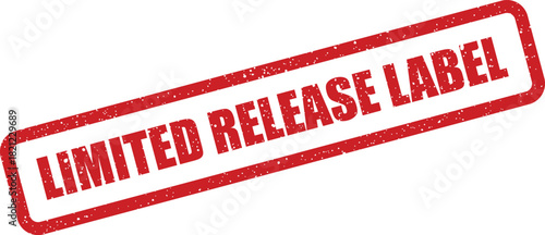 Textured red rubber stamp reading Limited Release Label, indicating an exclusive product tag or edition marker