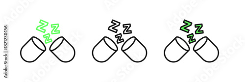 Set line Sleeping pill icon isolated on white background. Vector