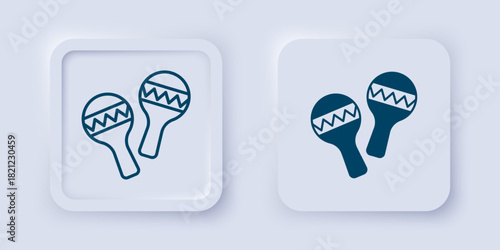 Filled and outline Maracas icon isolated on grey background. Music maracas instrument mexico. Square button. Vector