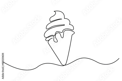 Continuous line drawing of ice cream with stick minimalist one line popsicle outline design
