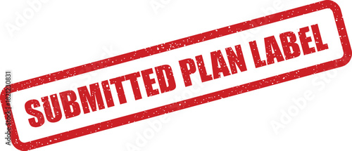 Textured stamp visual with a grunge effect indicating submitted plan label for project management documentation