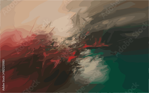 Abstract expressionist landscape with dynamic earth tone color and brush strokes