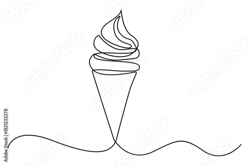 Continuous line drawing of ice cream with stick minimalist one line popsicle outline design
