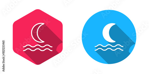 Filled and outline Night fog or smoke icon isolated with long shadow background. Vector