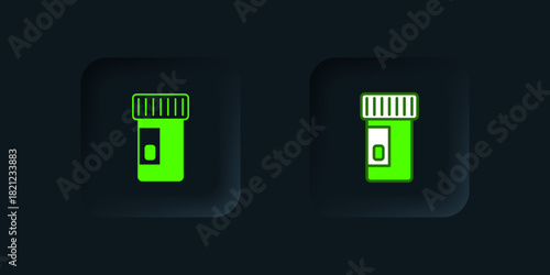 Green Vitamin complex of pill capsule icon isolated on black background. Healthy lifestyle. Black square button. Vector