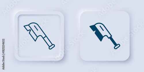 Filled and outline Brush for cleaning icon isolated on grey background. Cleaning service concept. Square button. Vector