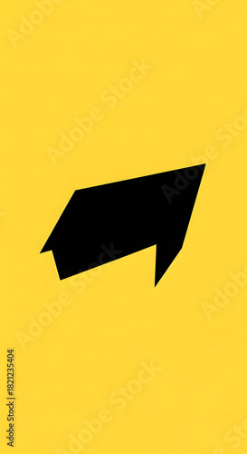 Abstract Black Shape on Yellow Background Simple Design