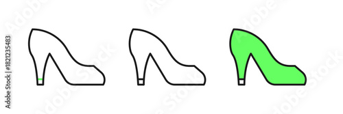 Set line Woman shoe with high heel icon isolated on white background. Vector