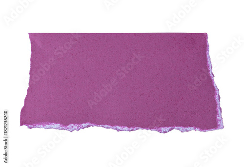 Ripped piece of purple paper isolated over white background