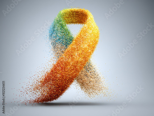 Wallpaper Mural Colorful ribbon made of small particles forms loop against neutral background, symbolizing awareness and support. vibrant colors create sense of hope and unity Torontodigital.ca