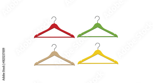 Colorful wooden clothes hangers create a playful and organized closet or retail display, adding a touch of modern flair to storage.